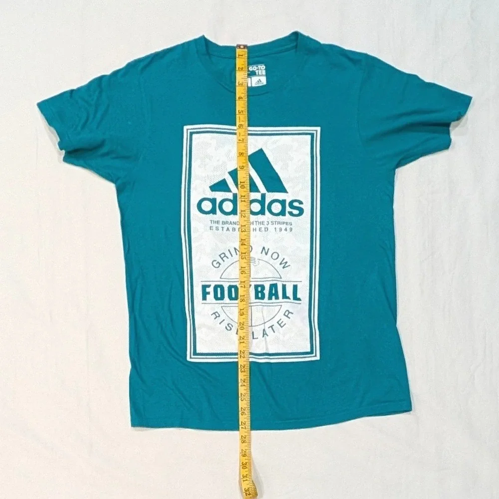 Adidas Mens Graphic T-Shirt Bundle 2 Pack Blue Teal Football Logo Medium